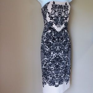 Express Strapless Midi Dress Size 8 Nude/Black